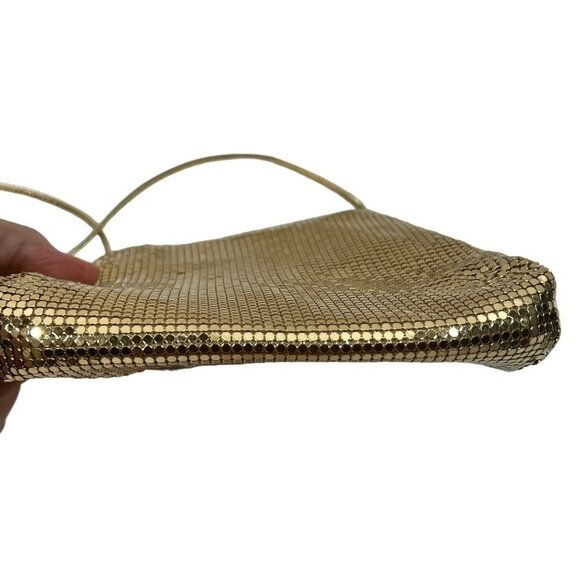 Vintage Whiting & Davis Gold Mesh Metallic Envelope Crossbody Bag  Sequin 60s - Picture 5 of 7
